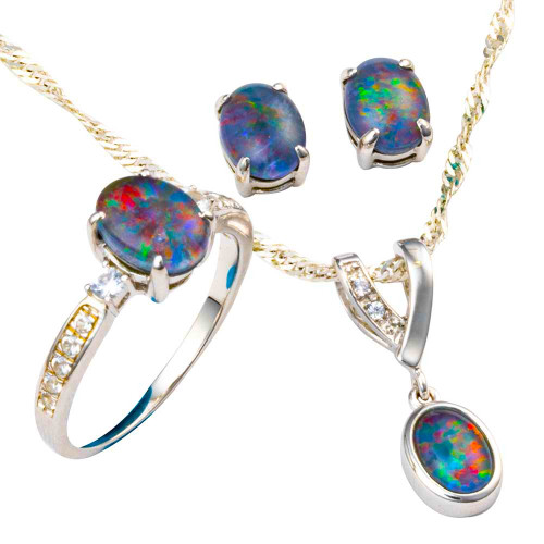 LUSTRELIGHT HARMONY  SILVER OPAL JEWELRY SET LUSTRELIGHT HARMONY  SILVER OPAL JEWELRY SET